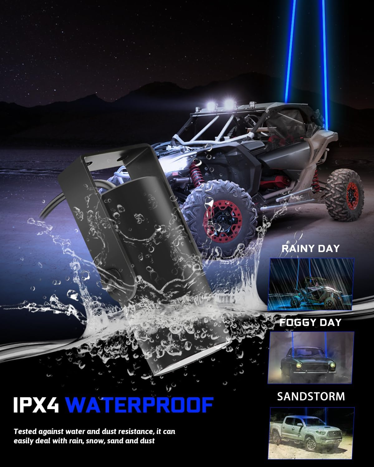 Whipless Whip Lights for Side by Side 2 PCS LED Whip Light Spot Beam Pod Lights Blue LED Pods for ATV UTV Can am 1000XP Golf Cart Truck 4x4 Boat Polaris RZR SXS Offroad