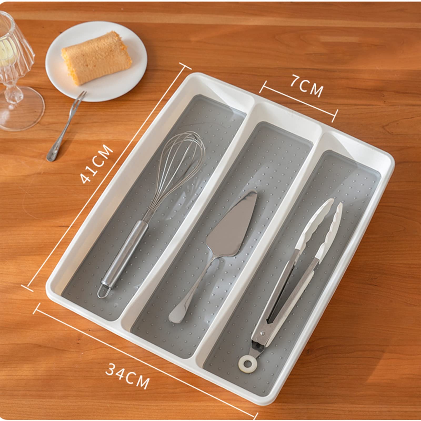 Esta Bandeja organizadora para cajones de Cubiertos, Separador y Organizador de Utensilios para cajones de Cocina, encimeras, Maquillaje y organización del baño.
