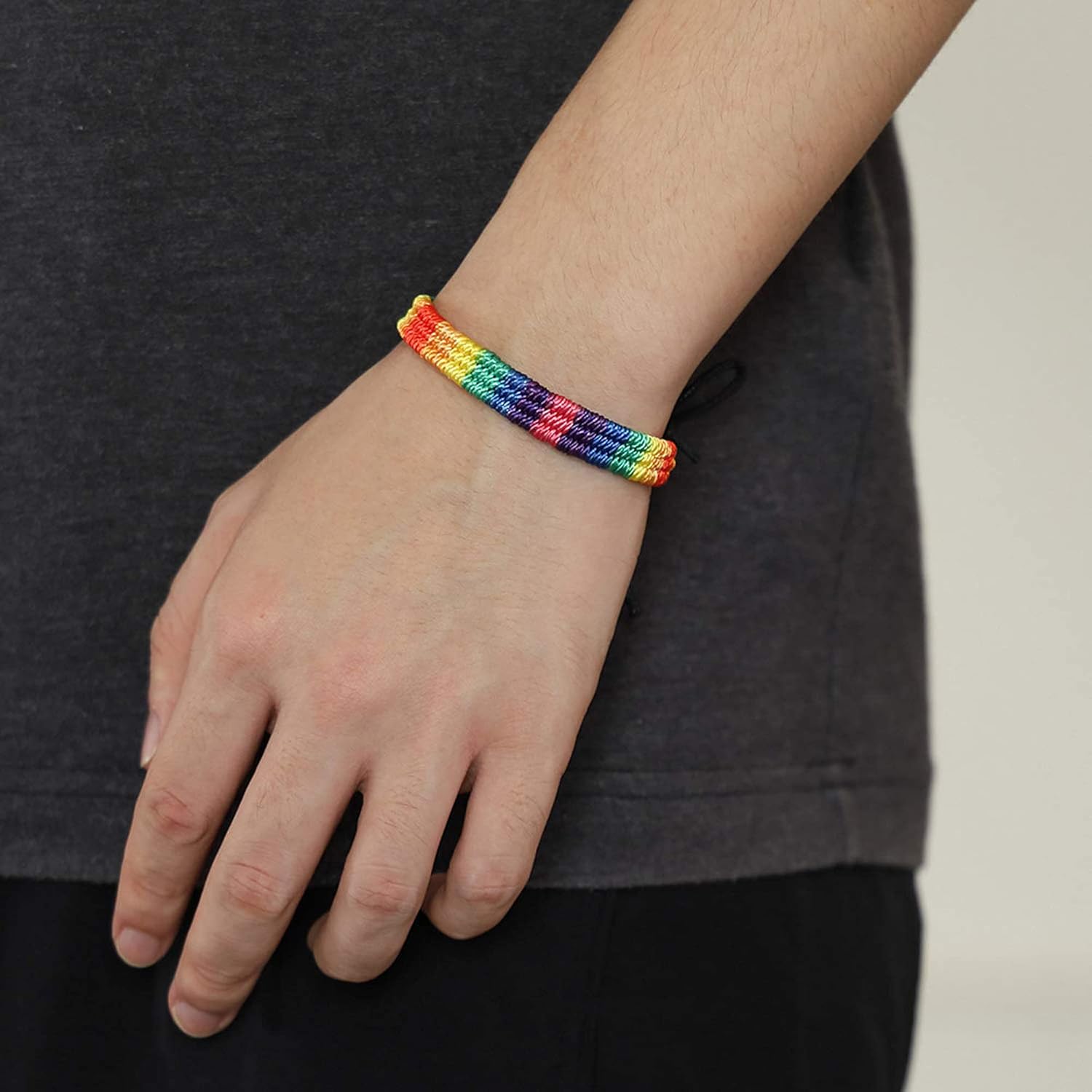 Nanafast Rainbow LGBT Pride Bracelet Handmade Braided Friendship String Bracelet for Gay & Lesbian LGBTQ Wristband Adjustable Size - Image 7