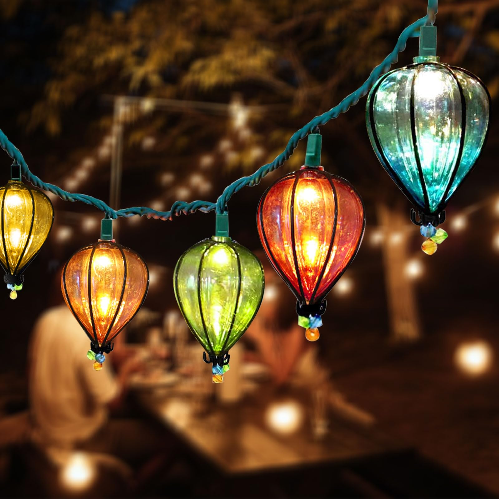 Guirlande lumineuse de 3,4 m à suspendre avec 10 ampoules de couleur, lumières d'extérieur sur le thème de la plage tropicale, guirlande lumineuse de terrasse pour fête et camping