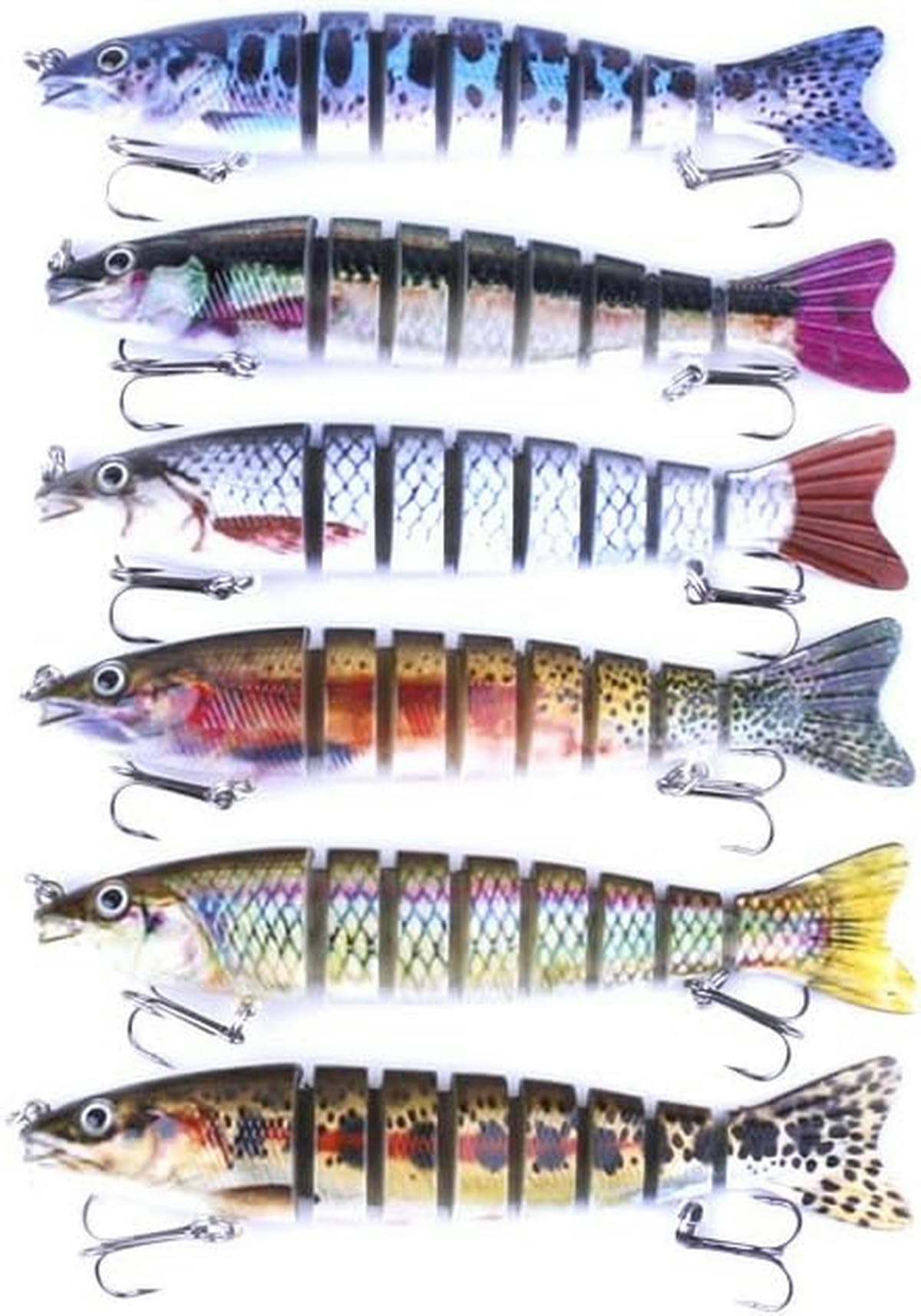 Wobbler Ryby 6 sztuk 18G / 12,7 cm Przynęta powierzchniowa z wieloma przegubami Realistyczna przynęta na pstrąg z haczykami do połowów karpia szczupaka i basu Narzędzie wędkarskie