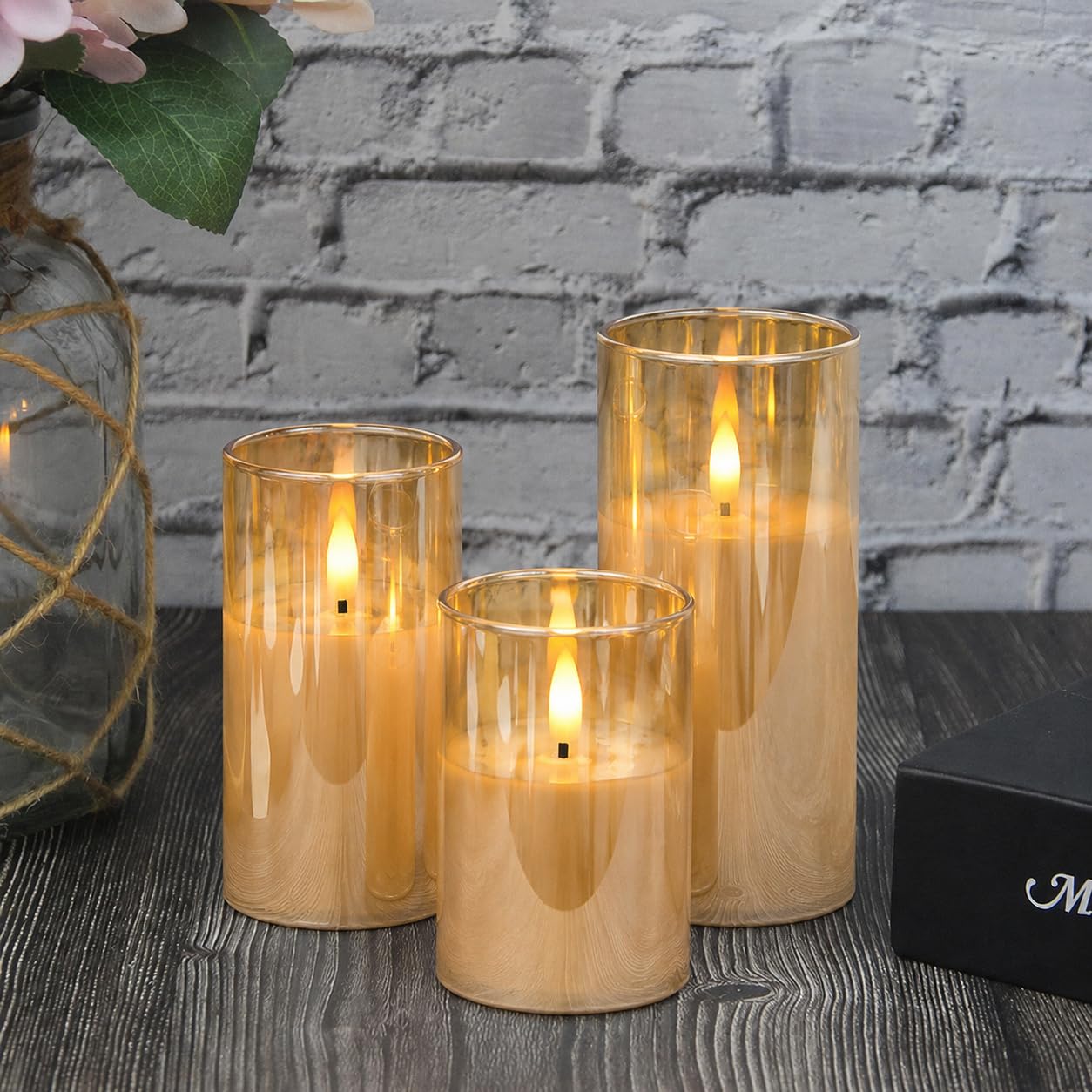 Cortina 3 Pcs LED Candles | Flameless, Smokeless, Unscented | for Gifting, Home Decor, Room Decoration Lights, Balcony & Festival, Valentine's Day, Christmas, Wedding Decoration Items [Brown]-image-40