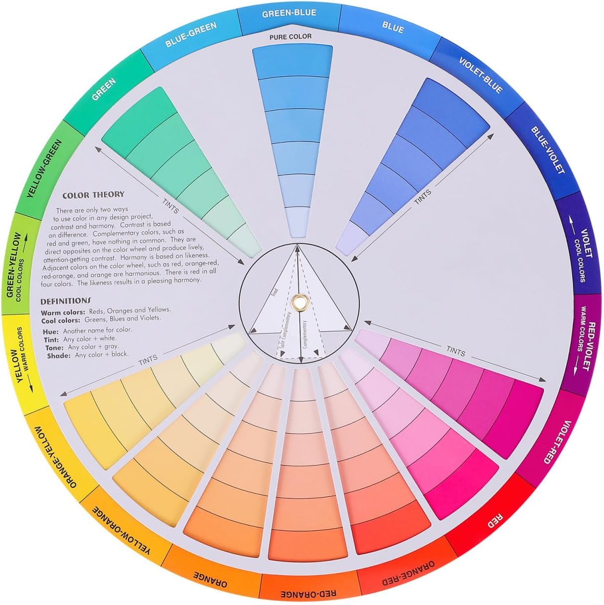 ULTNICE Color Board Chart- Rotatable Color Wheel Watercolor Colour Mixing Guide Wheel Pigment Colour Palette Wheel Painting Mixing Learning Guide