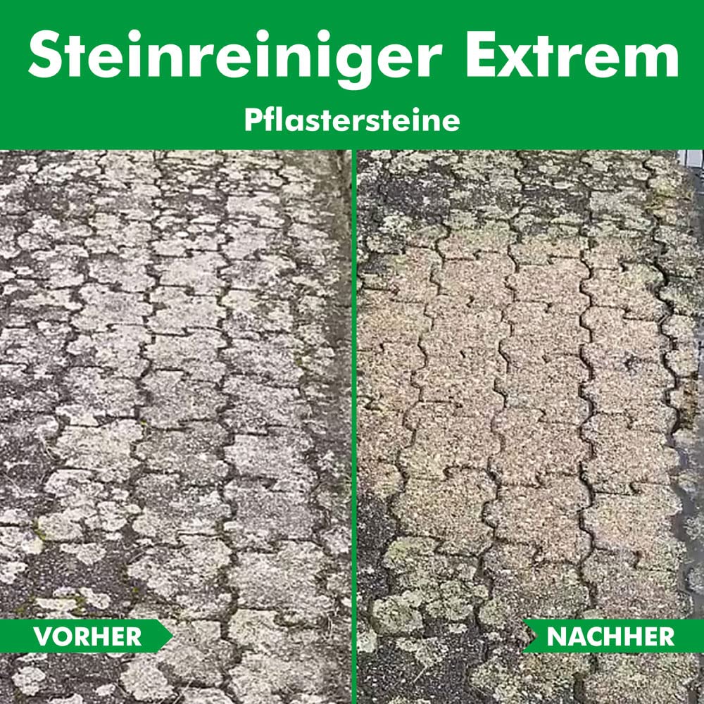 ABACUS® Steinreiniger Extrem, intensiver Steinreiniger für außen mit Sofortwirkung, entfernt sofort Schmutz, Grünbelag, Flechten & Algen in Minuten, Steinreiniger Intensiv außen 10 Liter