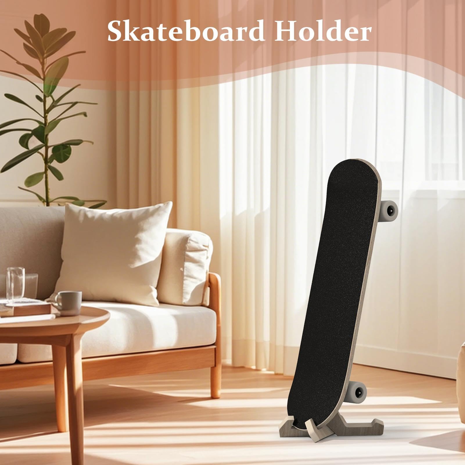 Skateboard-Ständer, Skateboard-Halterung, stilvolles bodenstehendes Holz-Snowboard-Display Rack für Enthusiasten und Sammler, 26,5 cm, platzsparendes Design