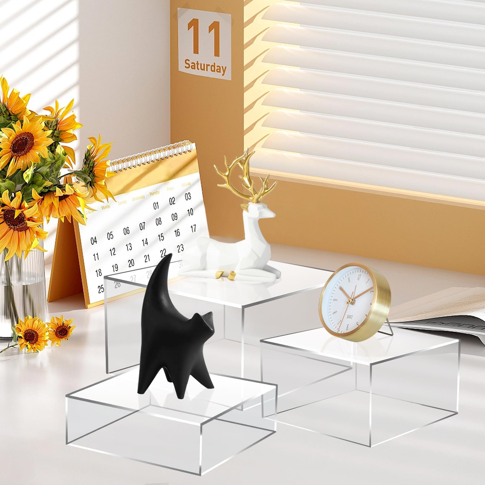 Rehausseurs de Buffet, 4pcs Élévateurs de Buffet en Acrylique, Présentoirs à Dessert Rehausseurs, Support Cubique pour Cupcakes, Bonbons, Brunch, Bjets Collection, Bijoux, Mariageset Fêtes