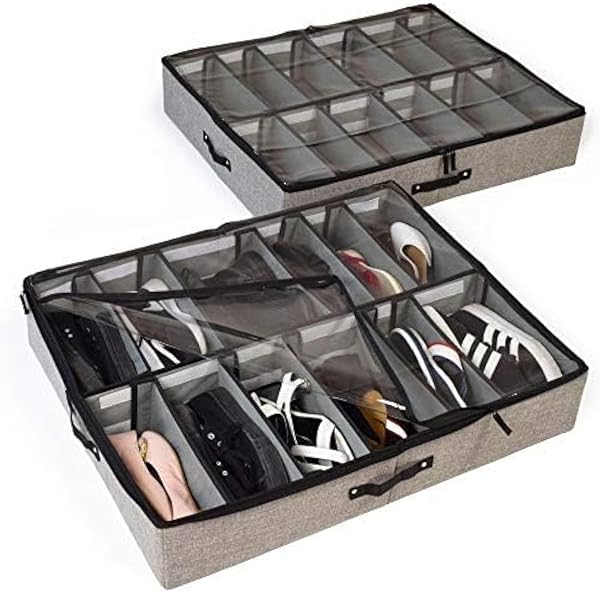 storageLAB Lot de 2 rangements sous lit avec séparateurs réglables