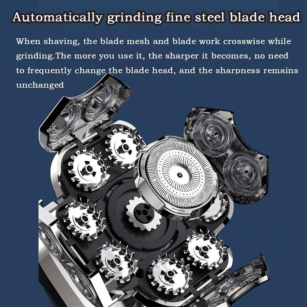 Head Shaver 9.0, 9D Floating Head Shavers for Bald Men, IPX7 Waterproof Wet Dry Shaving, Intelligent LED Display (Blue)