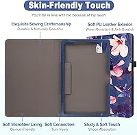 Vista 3 de Caweet Funda para tablet T-Mobile Revvl Tab 5G – Funda protectora de cuero de primera calidad con función de apagado y encendido automático, hibisco