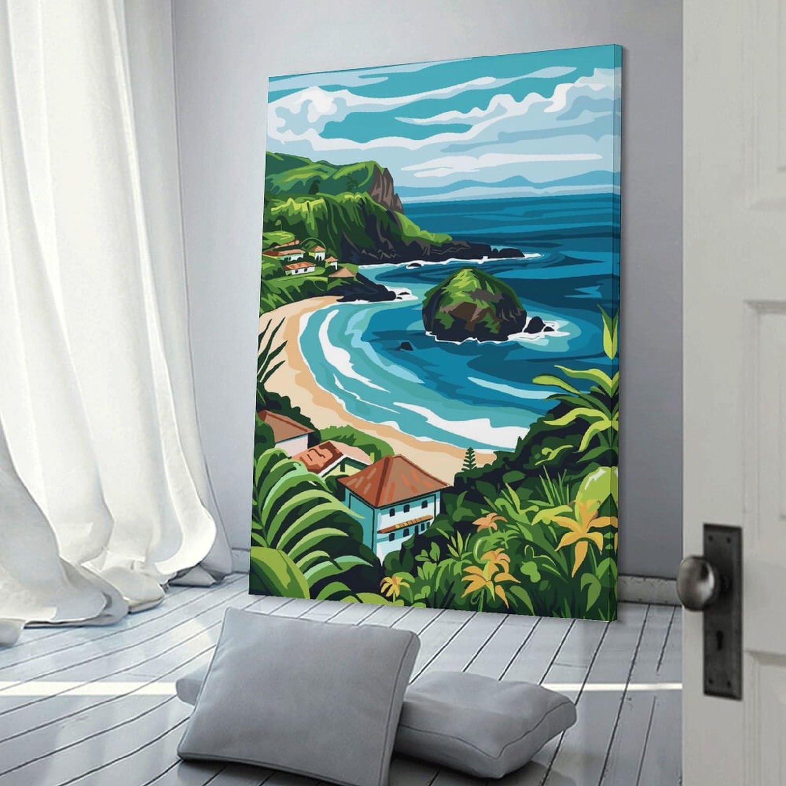 Junmoney Azores Portugal Islands Canvas Wall Art, 20x30inch(50x75cm), for Wall Displays, Bedrooms Or Room Updates, Ideal for Building A Coordinated Art Wall