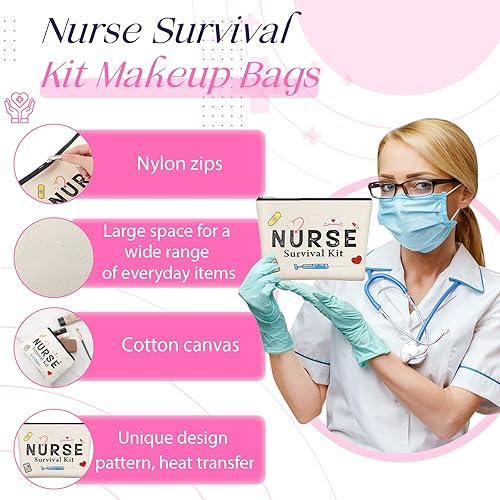 Miniatura 3 de 18 piezas de regalos de agradecimiento para enfermeras, incluyendo 6 bolsas de cosméticos con cremallera, 6 bolígrafos de enfermera, 6 llaveros de