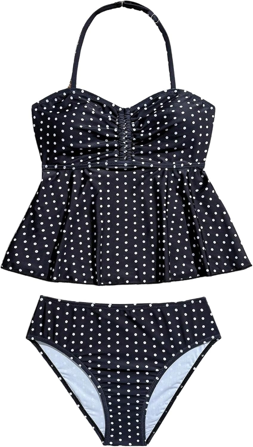 SHENHE Girl's 2 Piece Halter High Waisted Swimsuit Bathing Suit Bikini Sets