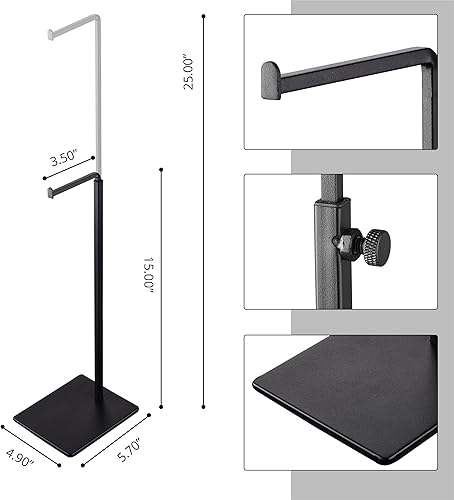 Miniatura 3 de Elitnus Soporte para bolsa de gancho colgante - Juego de 2 soportes de exhibición de bolso negro de altura ajustable