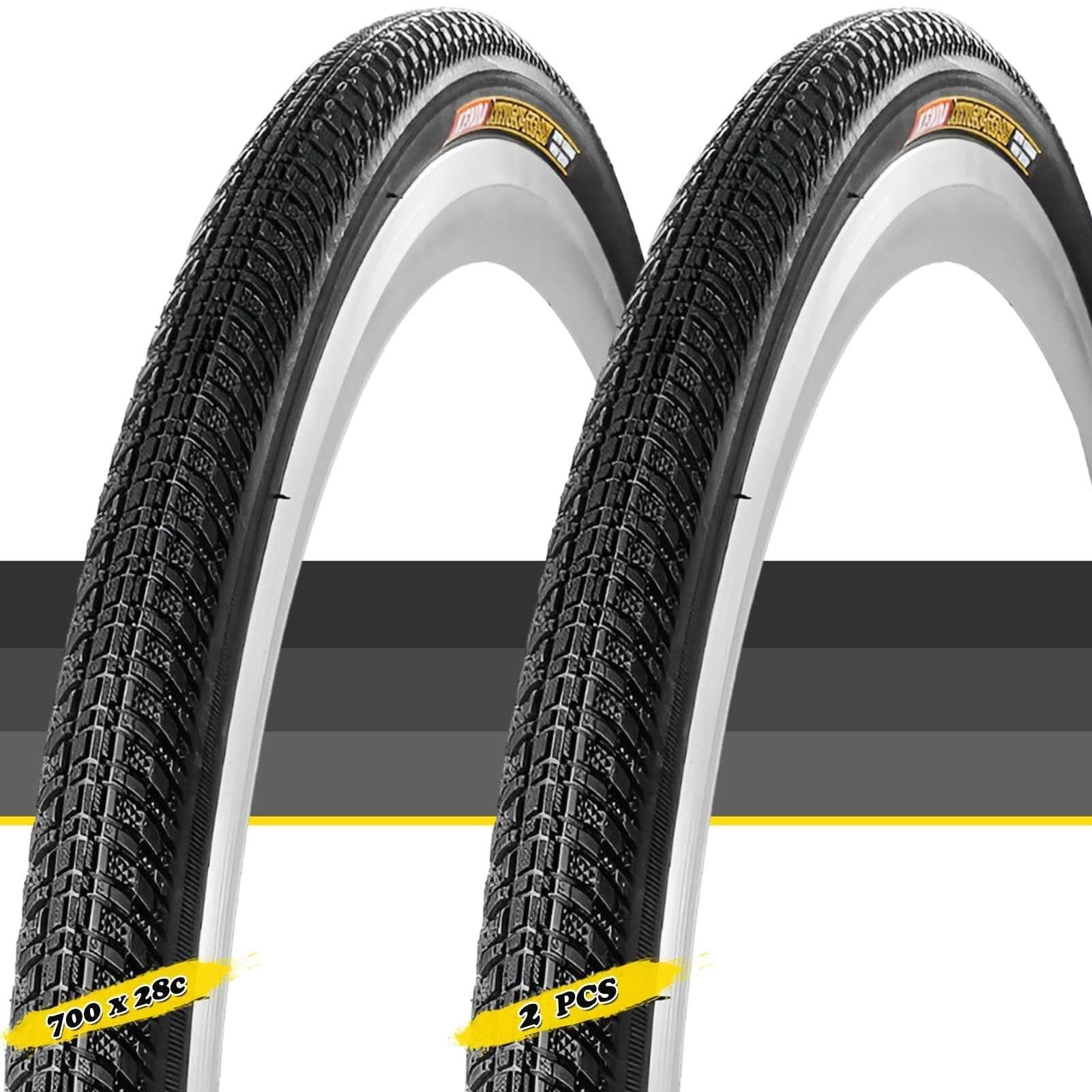 2 SZT. 700x28c Opona, 28-622 Gravel Rower Szosowy Klinczer Zamiennik dla Koła Przedniego Tylniego, Wzór Bloczkowy Odporny na Zużycie 50-85 PSI Projekt Bez Przekłucia