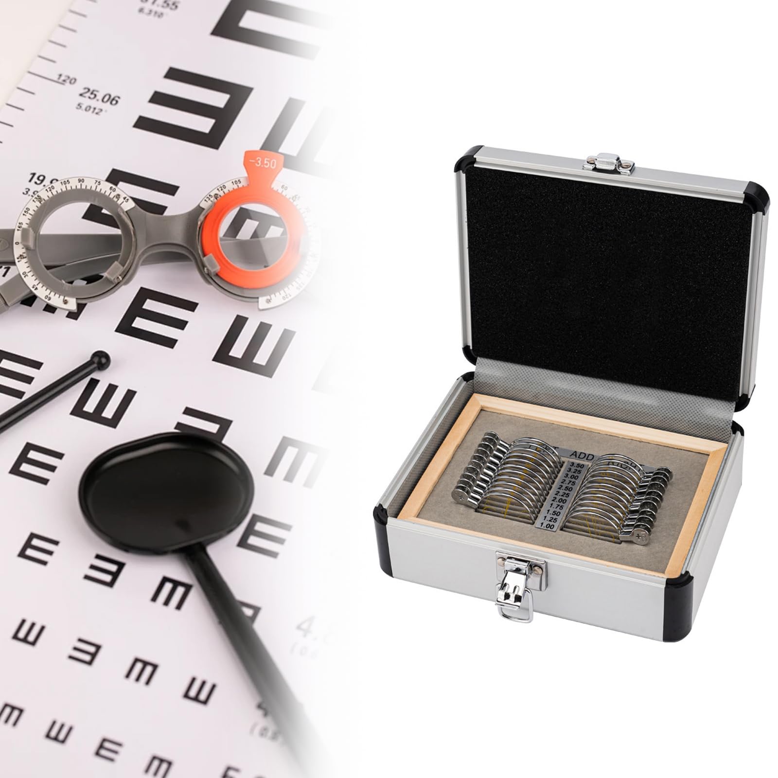 Optometry Box Equipment,High Transmittance Optical Trial Lens Set in Aluminum Case,Metal Optometry Optical Trial Lens Set,Optical Lens Optometry Rim Case,for Vision Testing in Opti(Size:Wooden case)