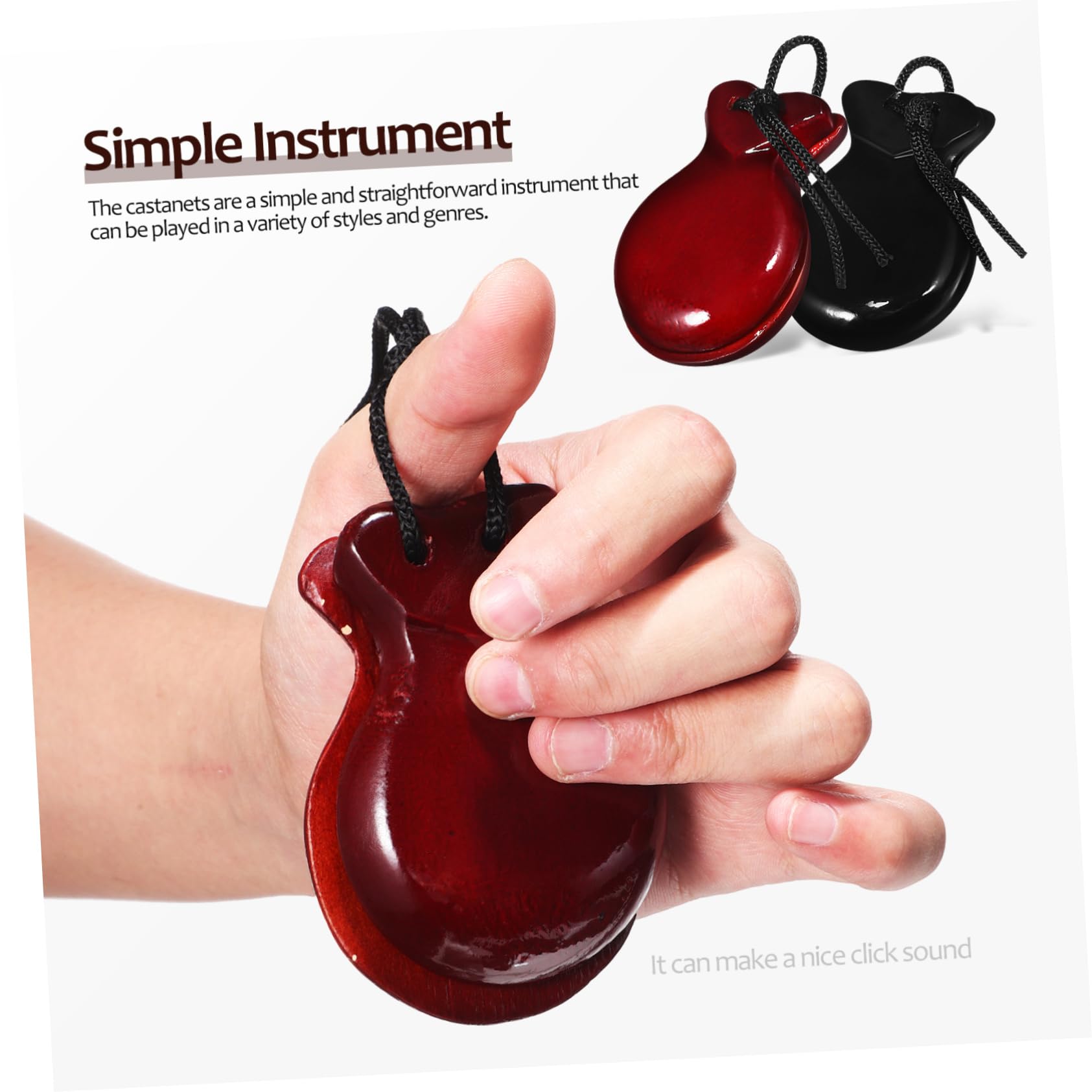 SUPVOX Handmade Wooden Castanets Finger Flaps Latin Percussion for Adults Beginners