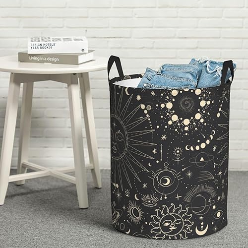 Miniatura 7 de Cesta plegable para la ropa sucia, astrología mágica, sol, luna, fase de estrellas, cesta de lavandería con asas, cesta de organización impermeable