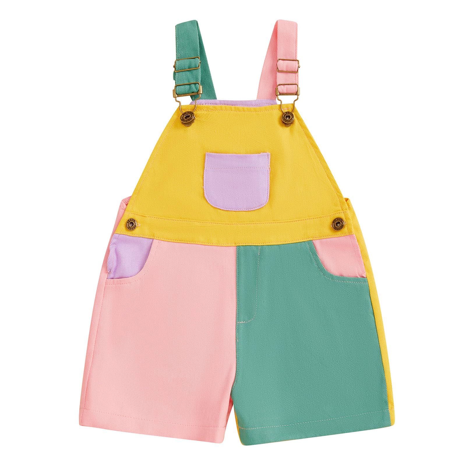 Kayotuas Toddler Overalls Shorts Boy Girl Contrast Color Sleeveless Suspender Romper Cute Short Bib Jumpsuit Summer Clothes (Pink, 18-24 Months)