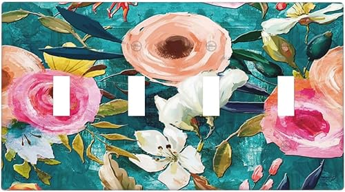 Miniatura 110 de Cubiertas de interruptor de luz de palanca simple de los años 70, estilo bohemio vintage con sol, arcoíris, retro, hongo, floral, de 1 gang, placas