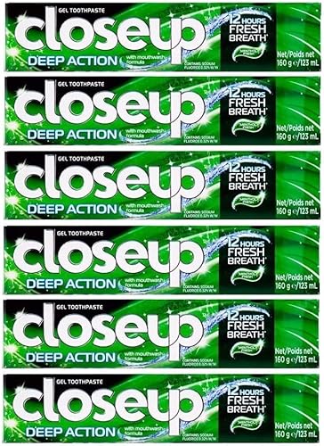 Close up Pasta de dientes de acción profunda fresca mentol 5.64 oz.