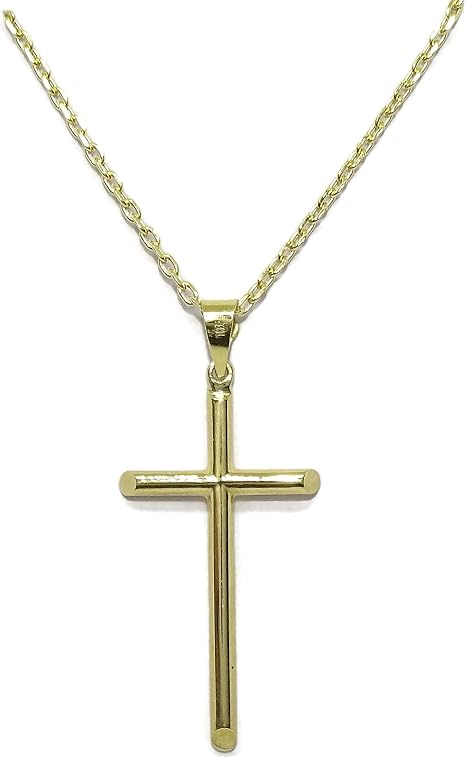 18K Gold Round Shaped Cross Necklace 