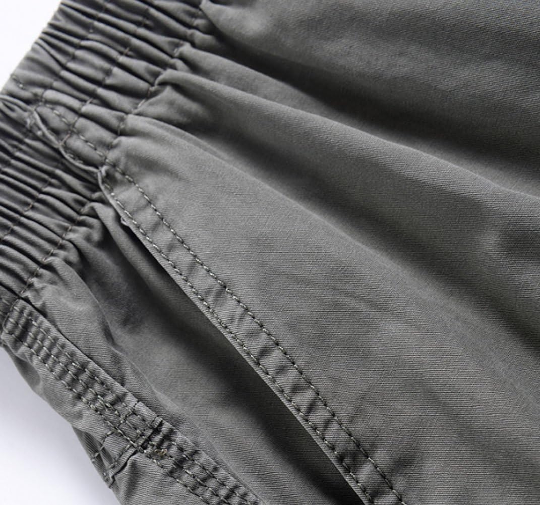 Men's Twill Loose Fit Lightweight Drawstring Full Elastic Waist Pull On Cargo Pants - Image 6