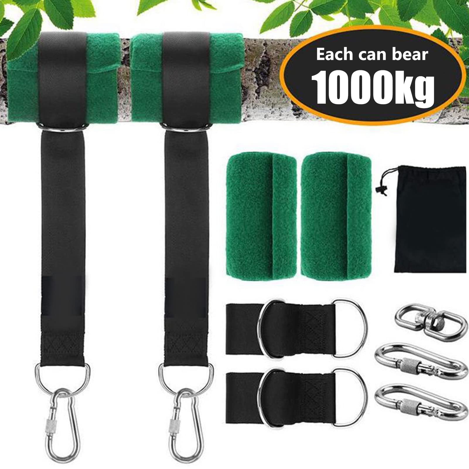 SYH&AQYE Premium-Baumschaukel-Hängemattengurte, Polyestergurte, perfekt mit Karabiner-Spinner, 1000-kg-Lager für Hängematten-Hängegurte