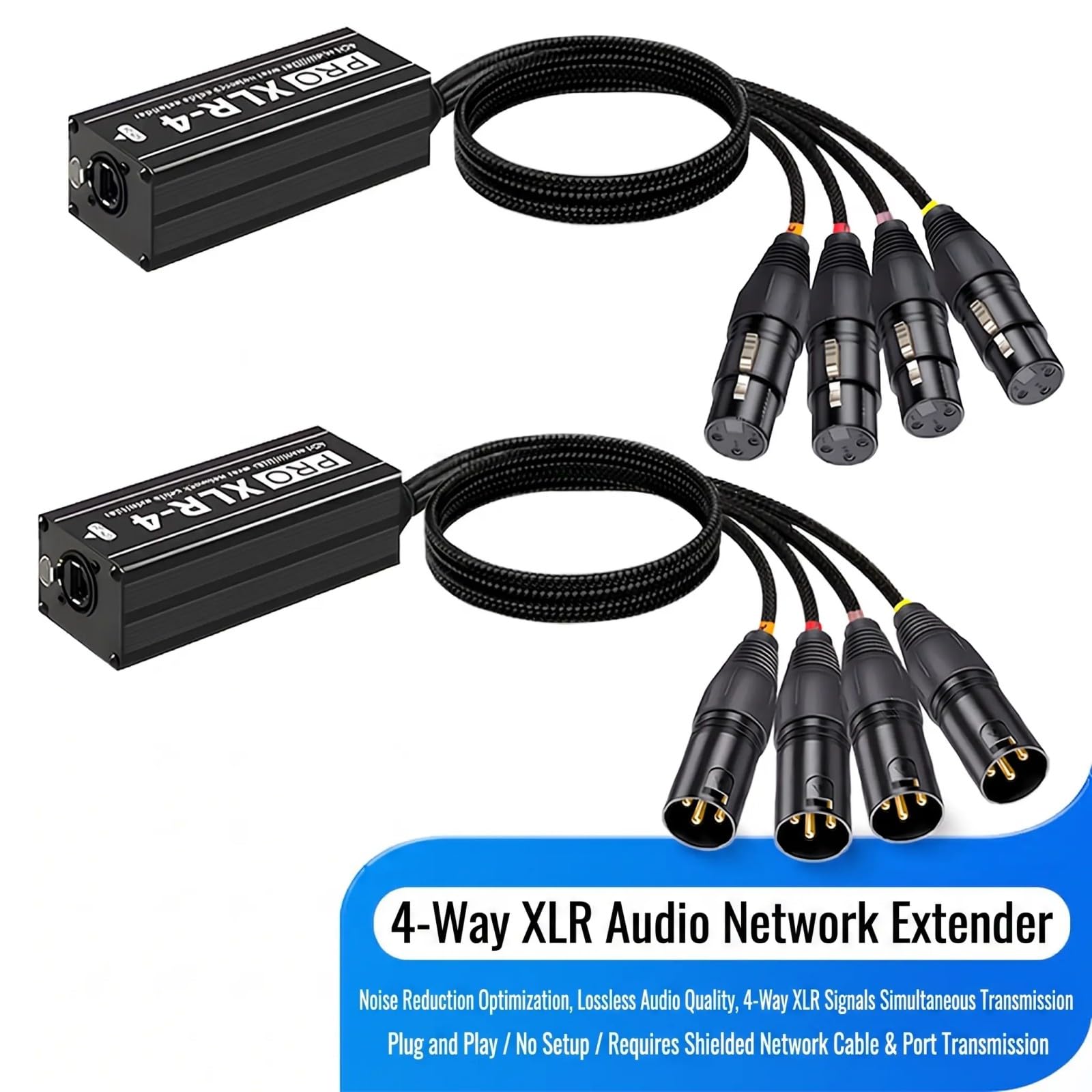 4-kanałowy przedłużacz kabla sieciowego XLR muzyka DMX512 rozdzielacz adapter ekranujący kabel Ethernet do sprzętu scenicznego chronione ogniwo