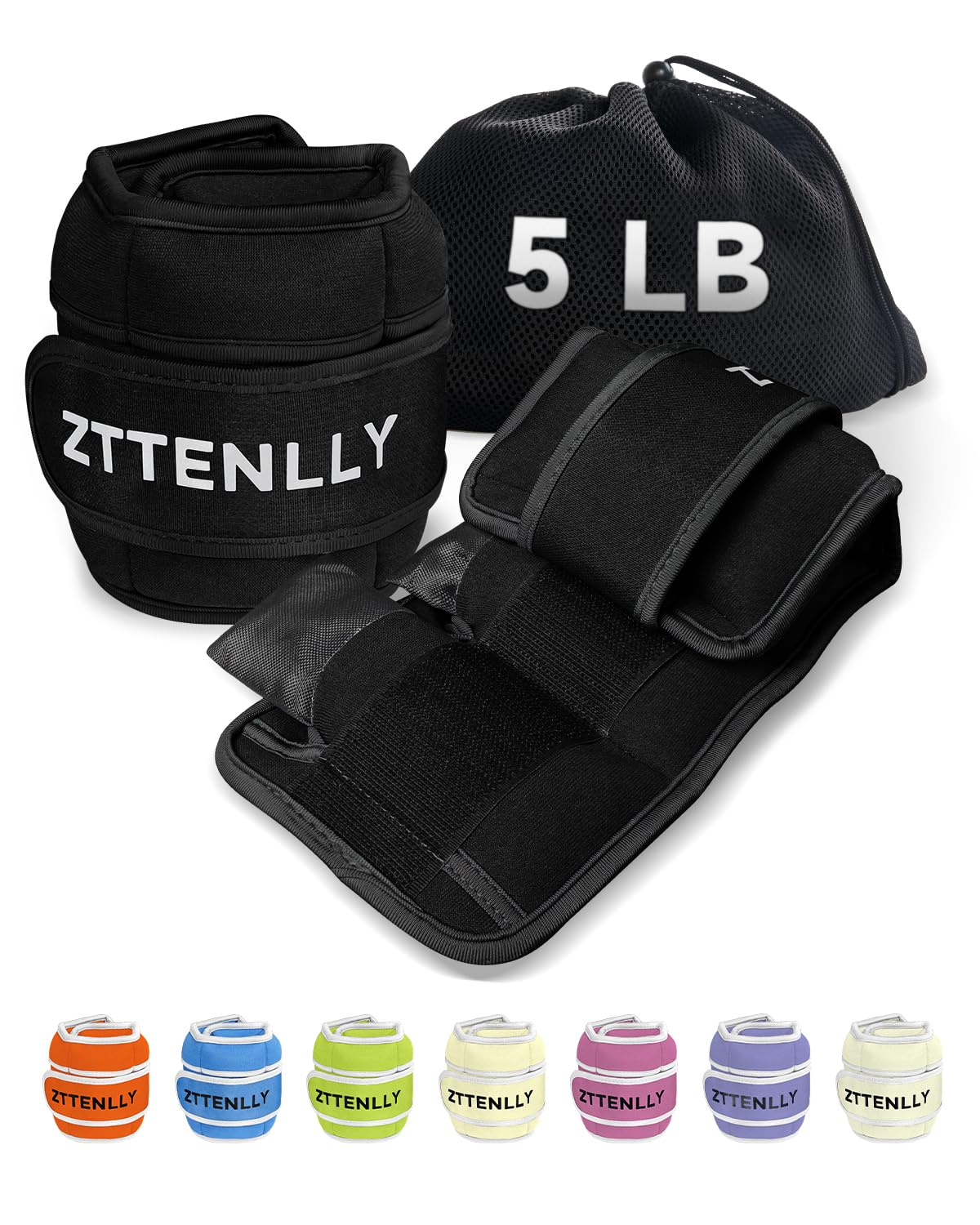 ZTTENLLY Adjustable Ankle Weights for Women Men and Kids | 1 Pair 5 10 15 18 20 Lbs Leg Wrist Ankle Weight Straps for Yoga, Walking, Running, Aerobics, Gym, Dance, Pilates, Cardio — image 1