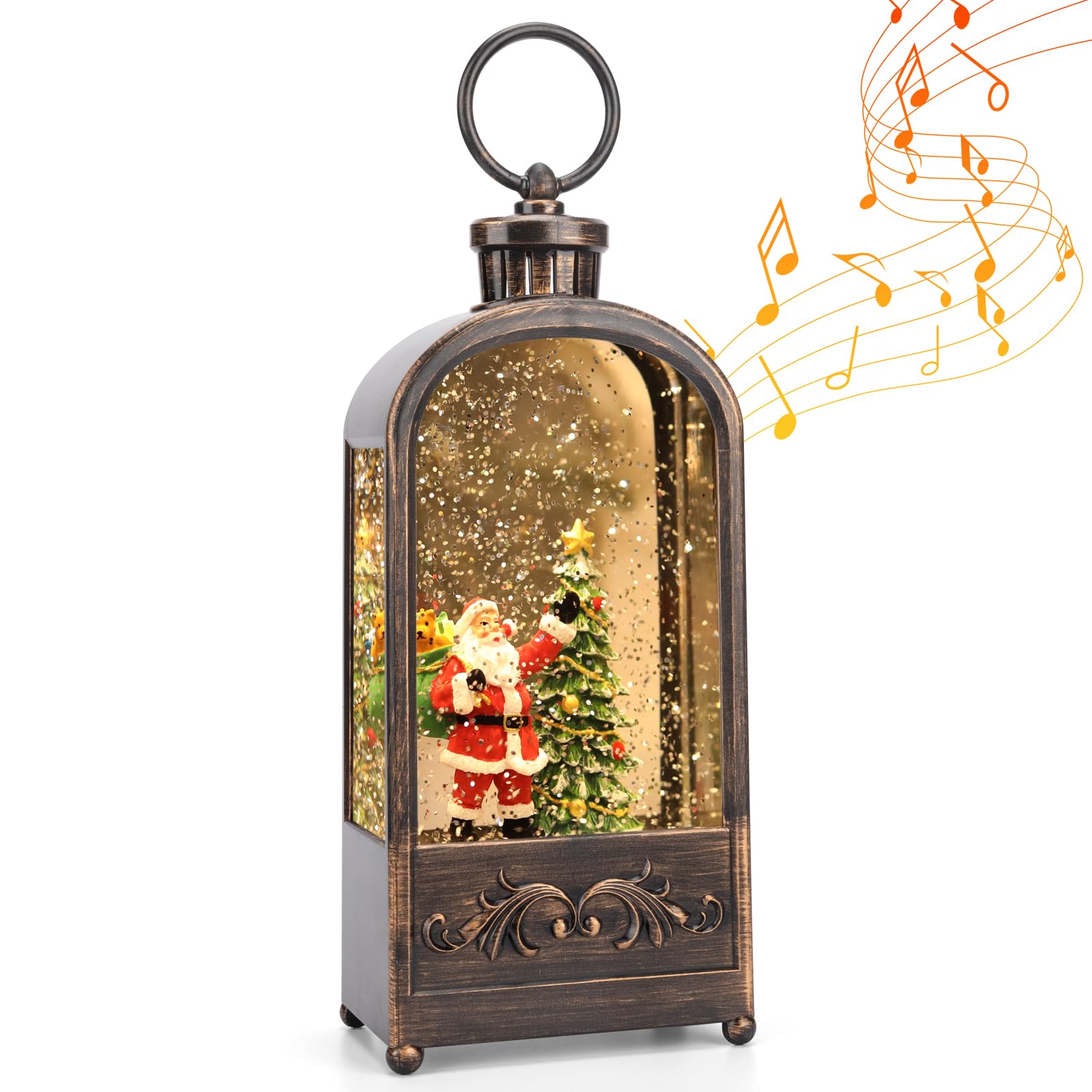 Santa Claus Snow Globe Christmas Decorations Lantern, Glittering Lighted Plug-in, 3 AA Battery Operated & USB Powered, Santa Claus Snow Globe Lantern for Christmas Home Decoration and Gift