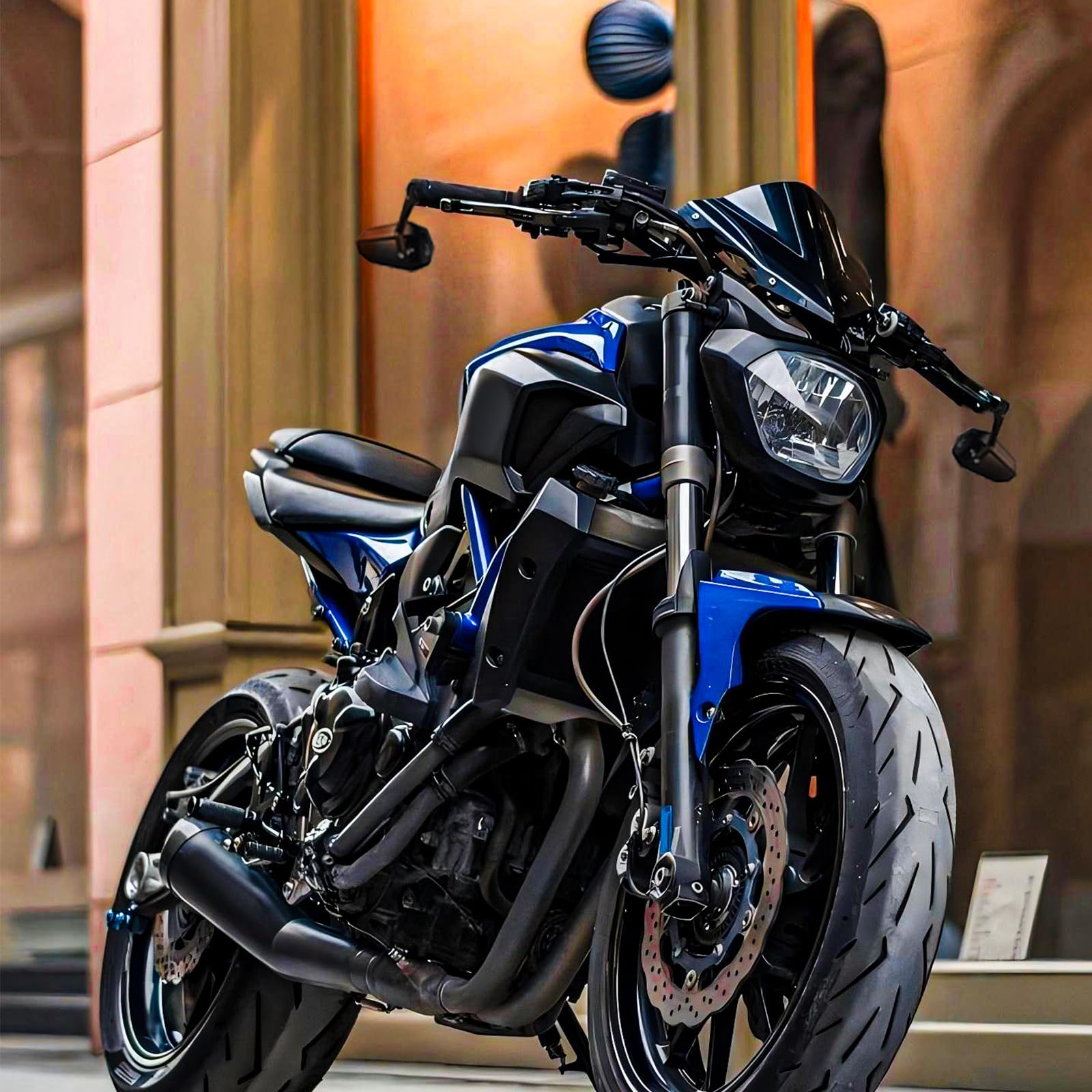 Motorrad Spiegel E-geprüft, 2 PCS Lenkerendenspiegel Motorrad Rückspiegel, 7/8" 22mm Seitenspiegel Kompatibal mit Yamaha MT125 MT03 MT07 MT09 MT10 XSR700 XSR900 FZ1 FZ6 FZ07 (Rhombus)