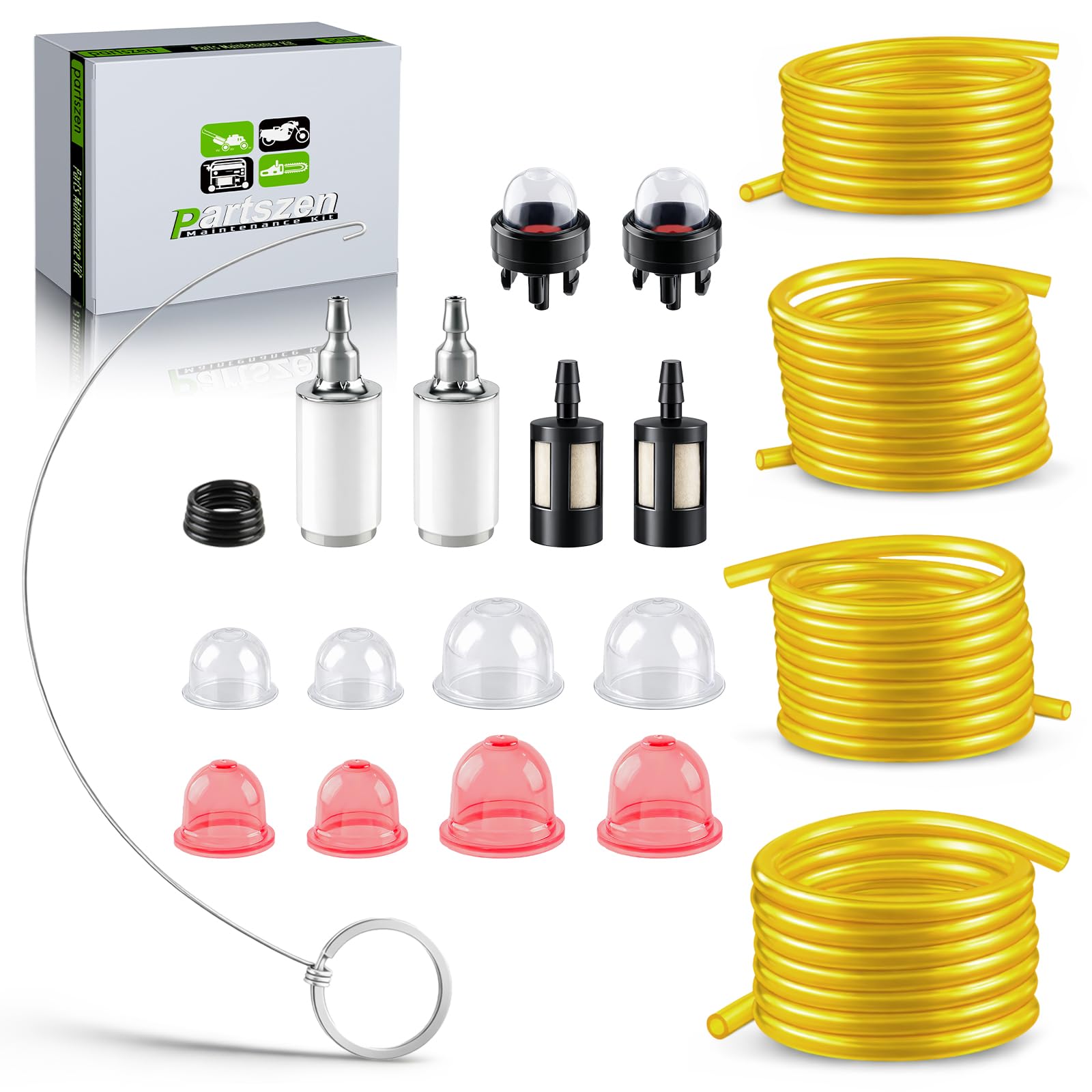 AC04122 4 Size Fuel Line kit Primer Bulb Fuel Filter kit for Small Engine Zama Poulan Craftman Ryobi Homelite Husqvarna Chainsaw Trimmer Blower