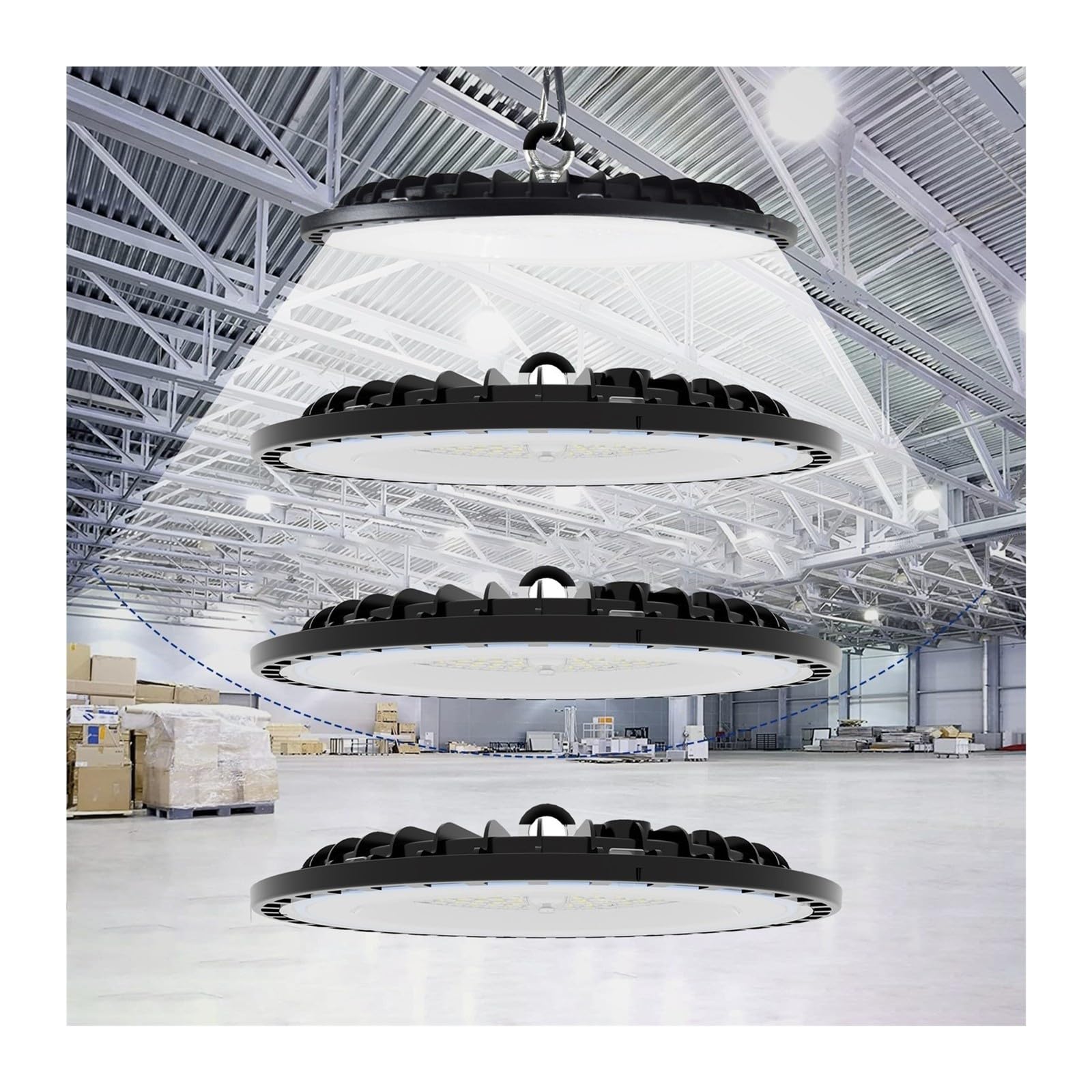 Paquete de 4 luces LED de alta bahía de 100-200W 30000LM