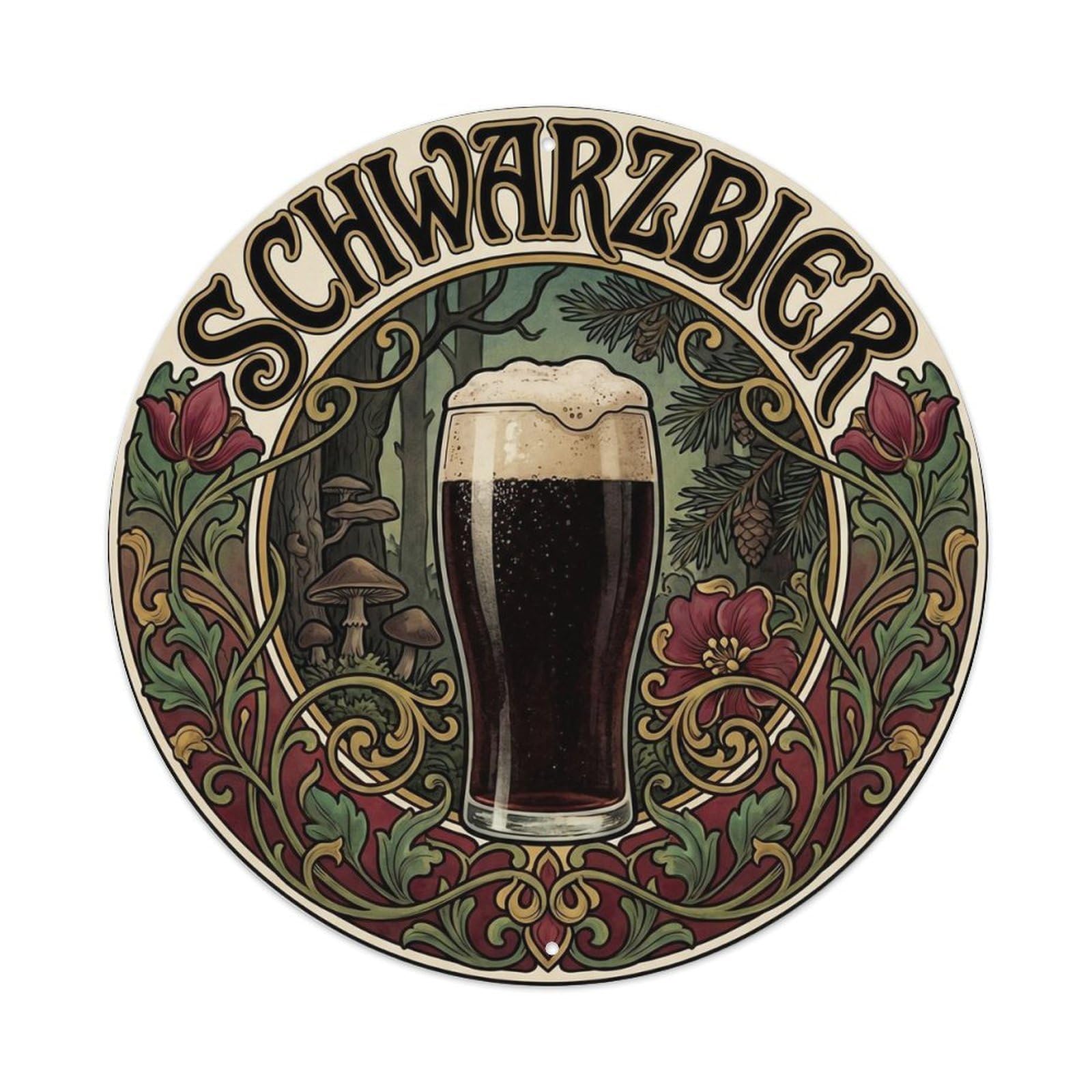 Schwarzbier Dark Lager Cellar Brew Craft Beer Stein Metal Tin Sign