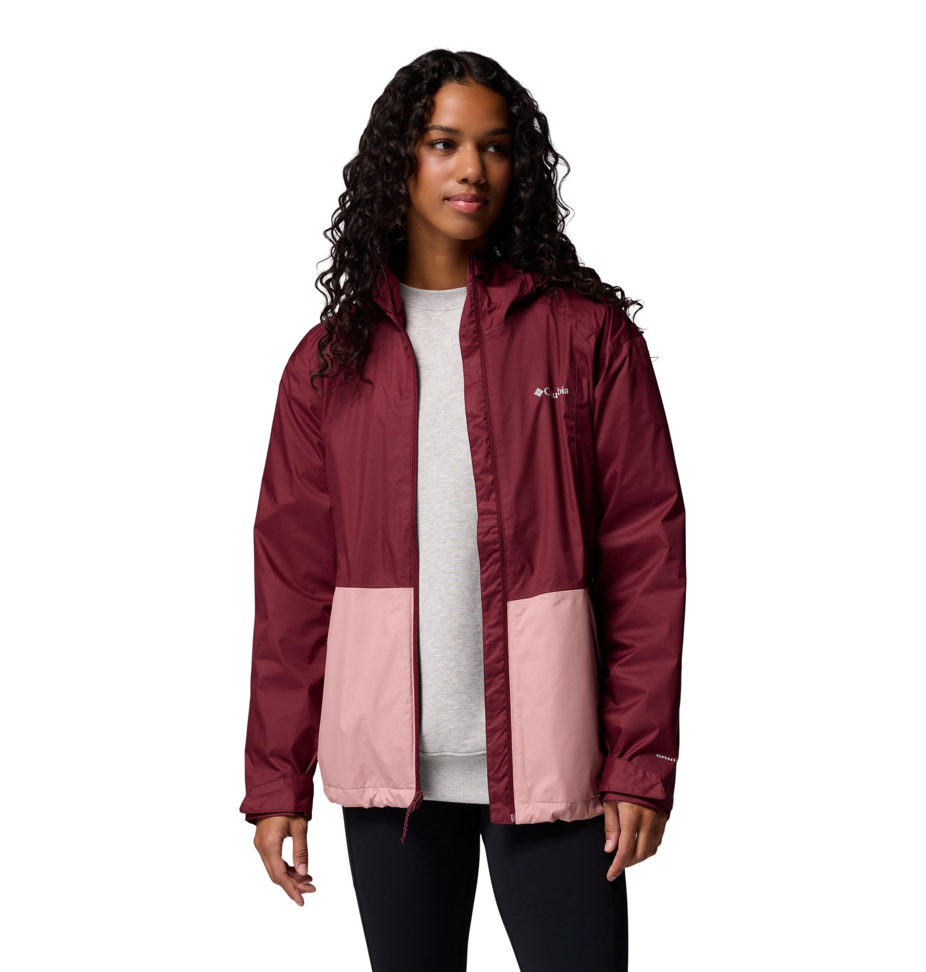 Columbia Damska kurtka Inner Limits 3, wodoodporna kurtka przeciwdeszczowa, bogate wino, gumka do ścierania, różowa, XL