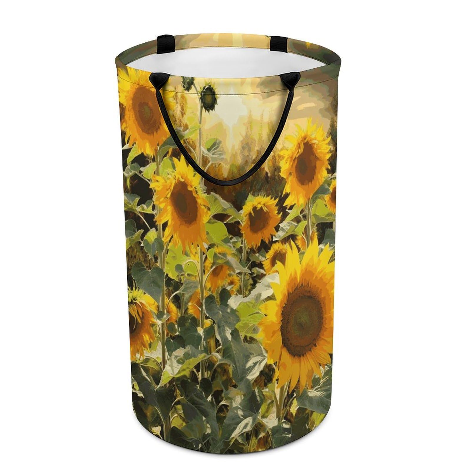 Grand panier à linge imperméable et pliable imprimé tournesols pour le rangement de la maison