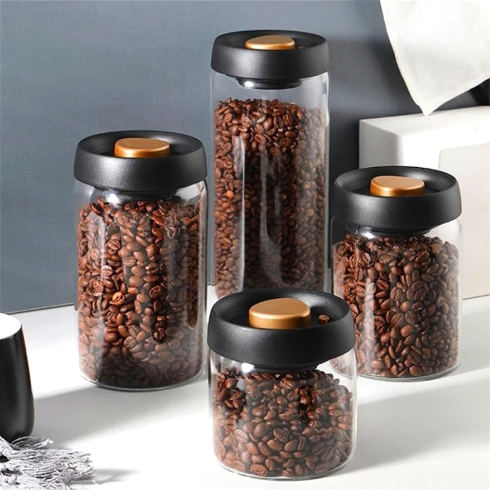 1 stücke Vakuum Versiegelt Tank Kaffee Bohnen Lagerung Glas Flasche Transparente Lebensmittel Feuchtigkeit-beweis Extrakt Luft Luftdichten behälter für Lebensmittel Konservierung(1800ml)