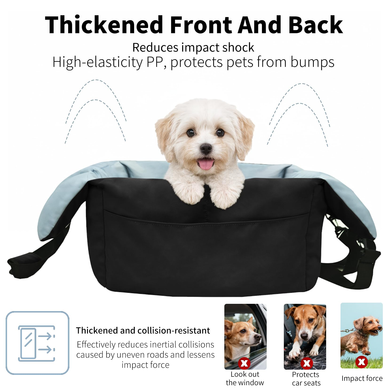 BingoPaw Siege Auto Chien Voiture: Panier Voiture Portable pour Chiens de Petite à Moyenne Taille avec Détachable et Lavable Coussin, Noir