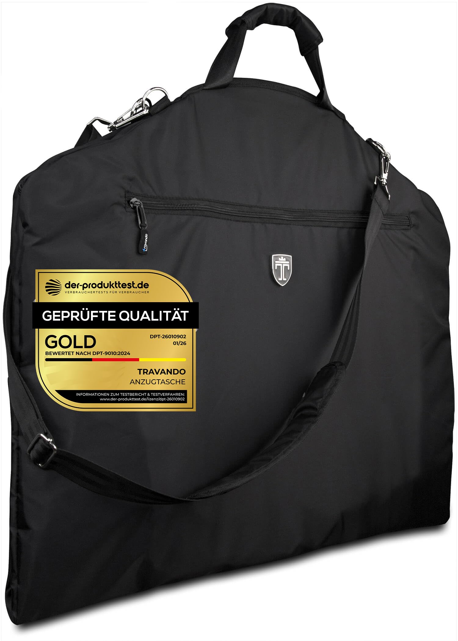Travando Kleidersack für Anzug mit 15" Laptopfach & Schultergurt - Anzugtasche - knitterfreie, Wasserabweisende und Faltbare Kleidertasche - Garment Bag for Suits
