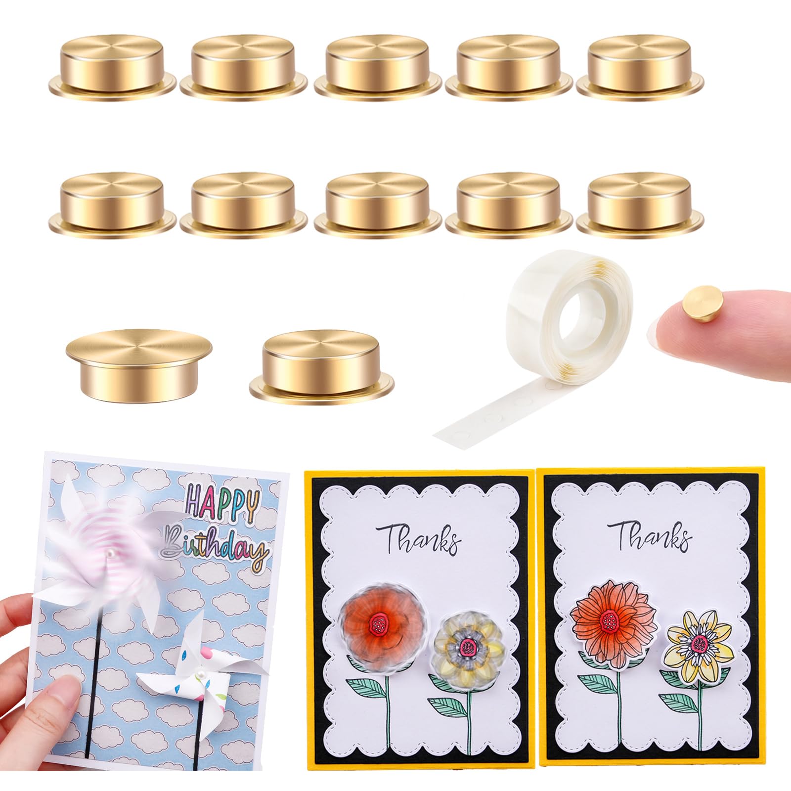 10PcsMini Metal Rotating Bearings for DIY Handmade Crafts Paper Cards Scrapbooking DIY Greeting Cards 360°Rotation Smooth Spin Mechanism Spinner for Jewelry Making Nail Decoration