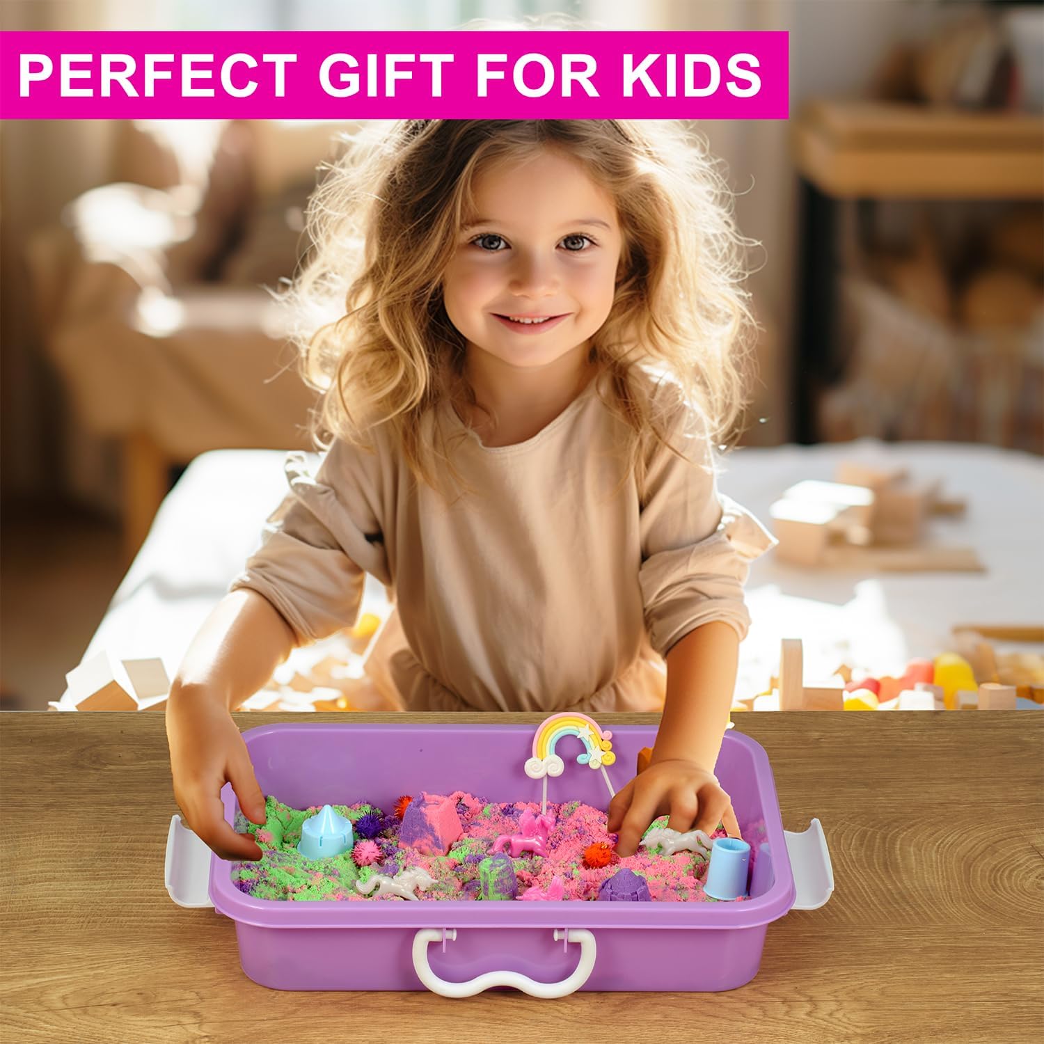 Unicorn Sensory Bin, Unicorn Sensory Toys with Play Sand for Toddlers Boys and Girls, Kids Toys Gift Sand Box for Age 3 4 5 6 7 8 - Image 6