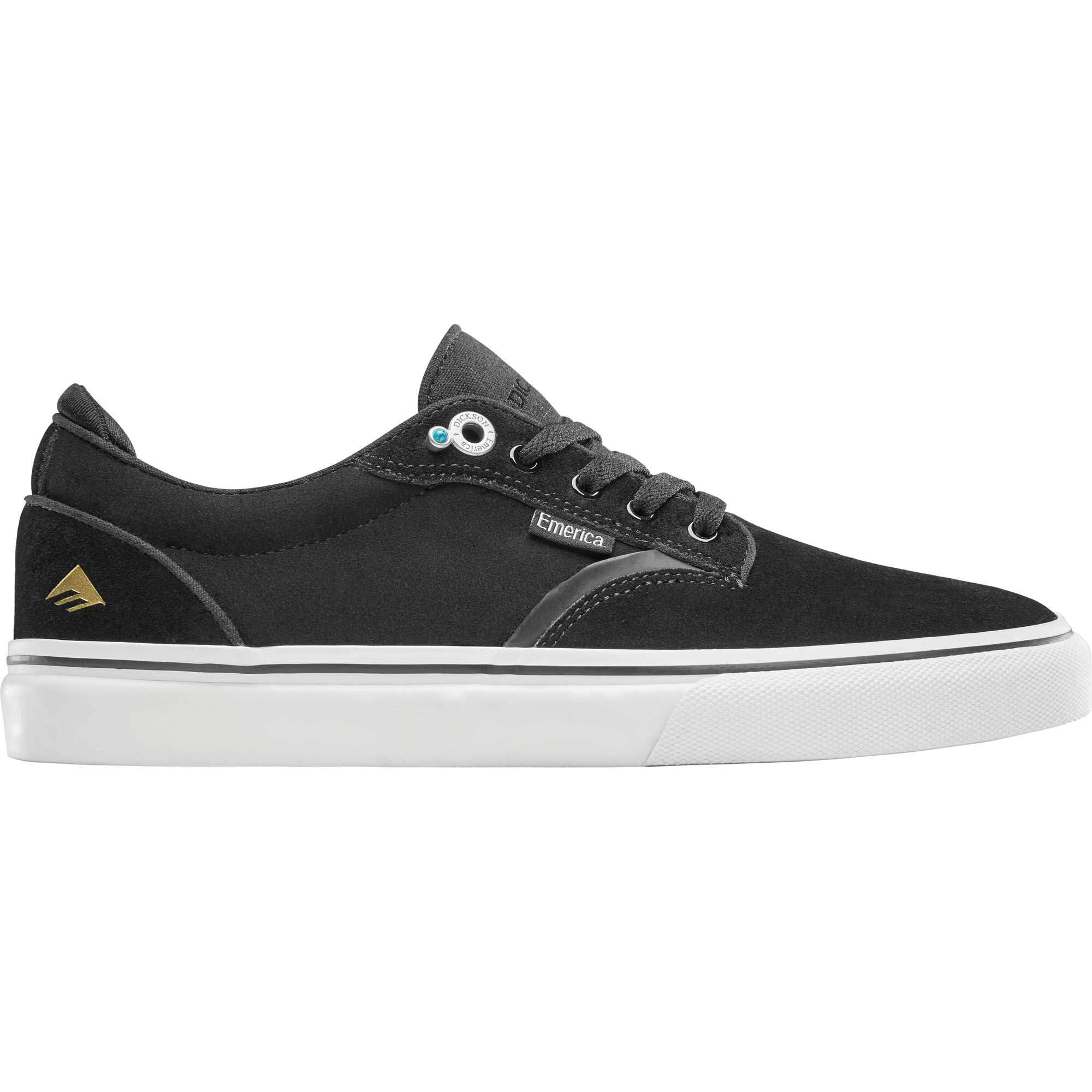 Emerica mens Dickson Low Top Vulc Skate Shoe, Black/White/Gold, 9.5 US