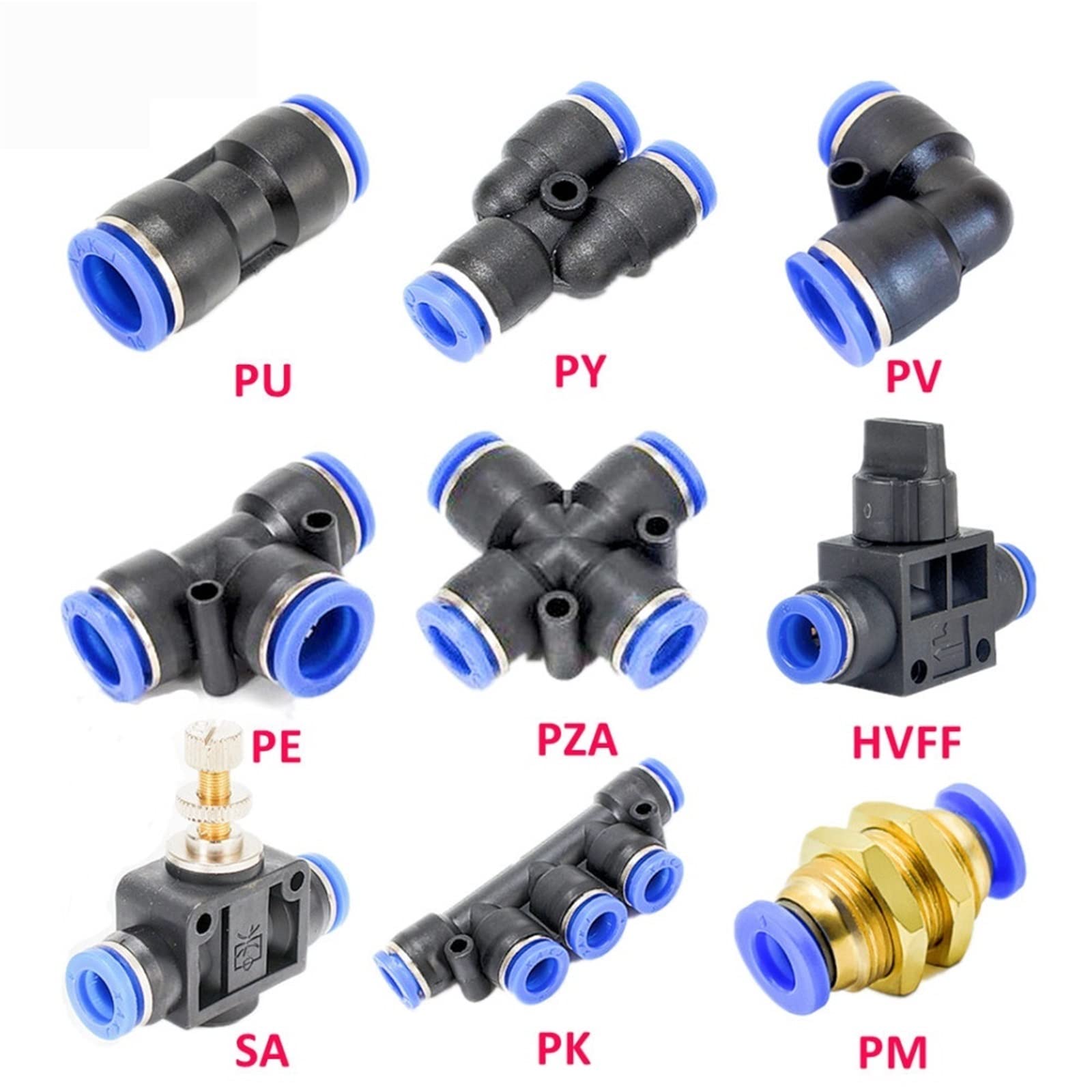 DOLUNTO 4 Piezas Conector de tubería de Ajuste neumático Aire Accesorios rápidos de Agua Empuje en la Manguera Golpe (Color : SA, Specification : 12mm)