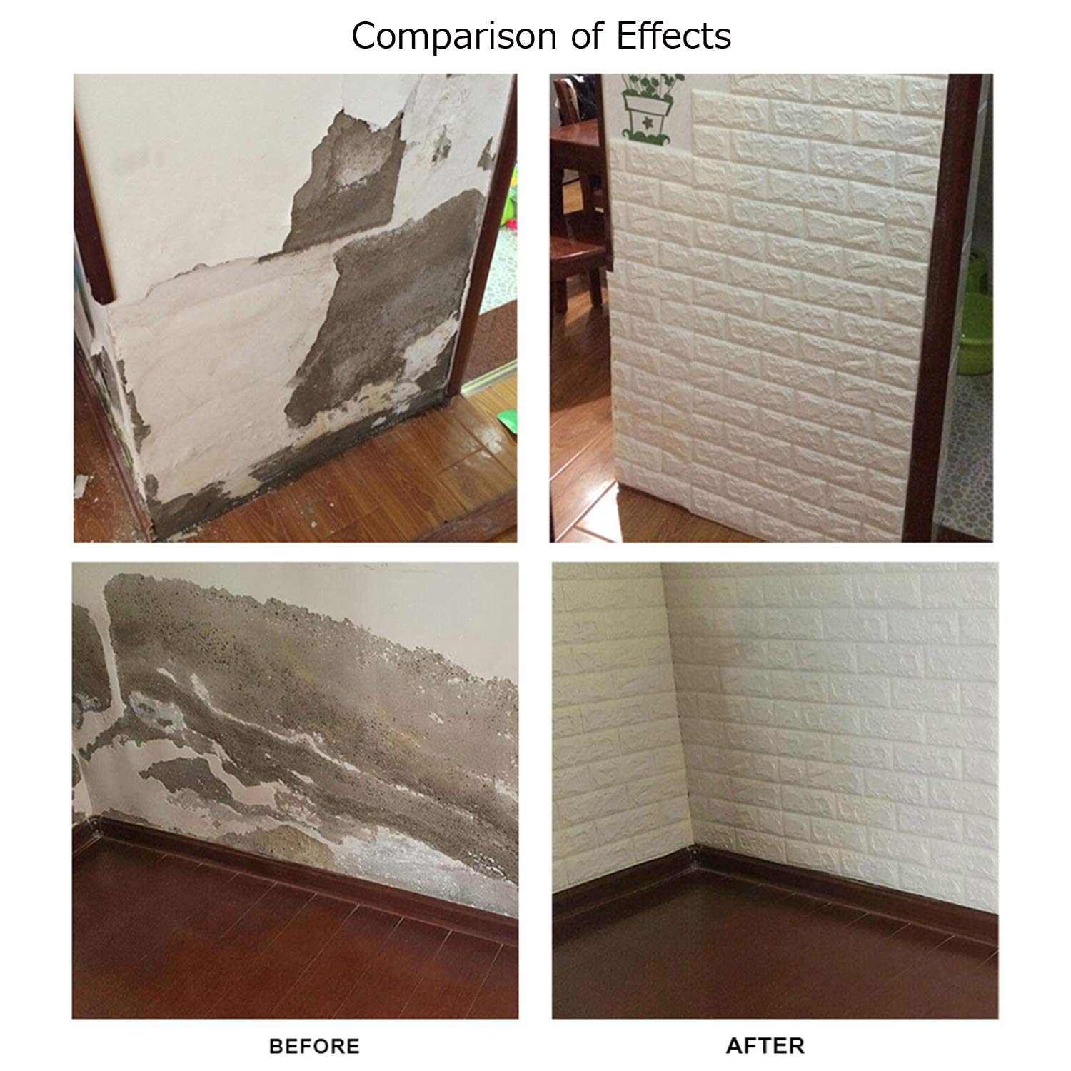 Buy MYOYAY 10 Pack 3D Wall Panels Peel and Stick White Brick Wallpaper