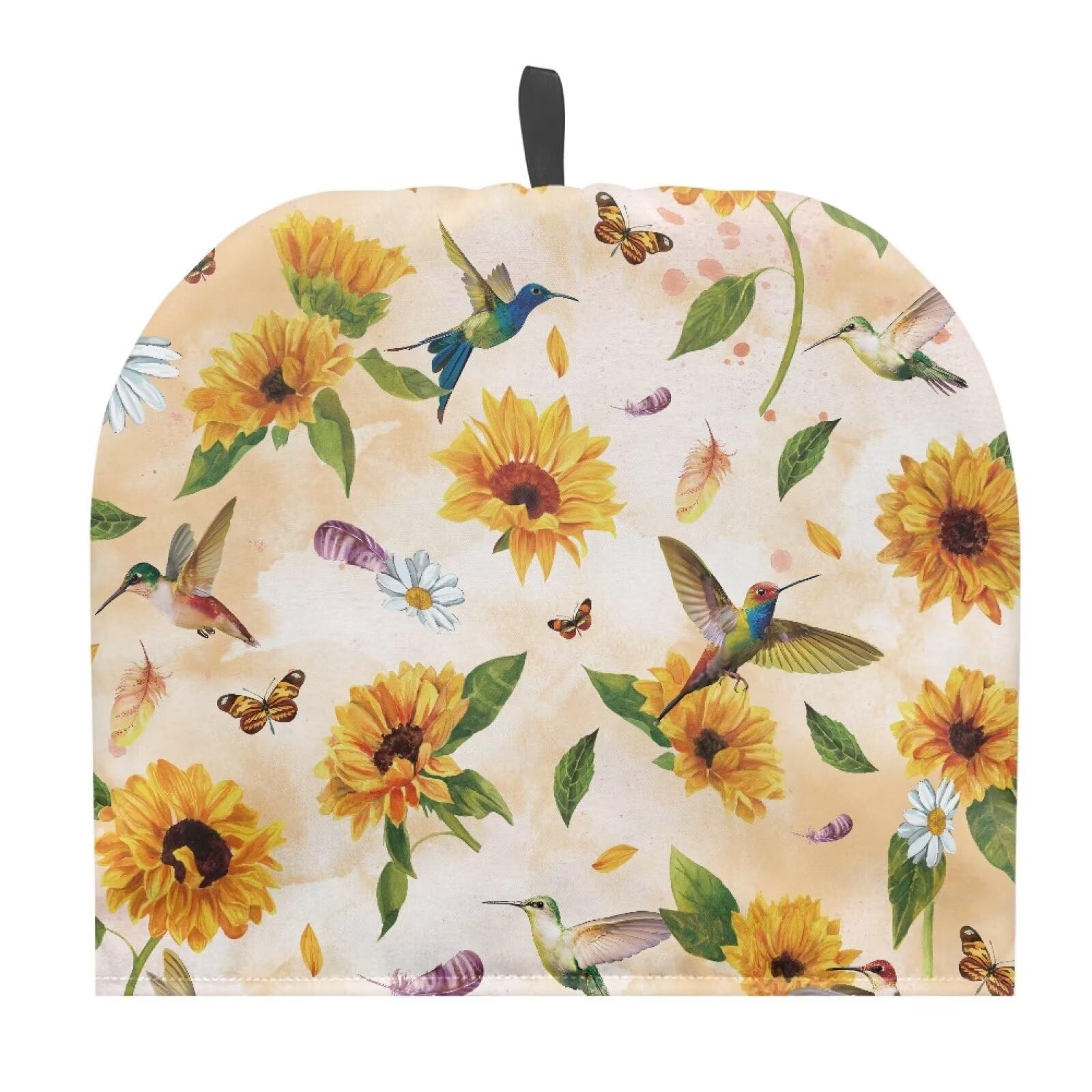 Annejudy Sunflower Hummingbird Print Teapot Dust Protector Teapot Cozy with Lifting Loop Keep Coffee Milk Warm Kitchen Decor Accessories Tea Kettle Quilt for Home Kitchen Table Tea Party Restaurant