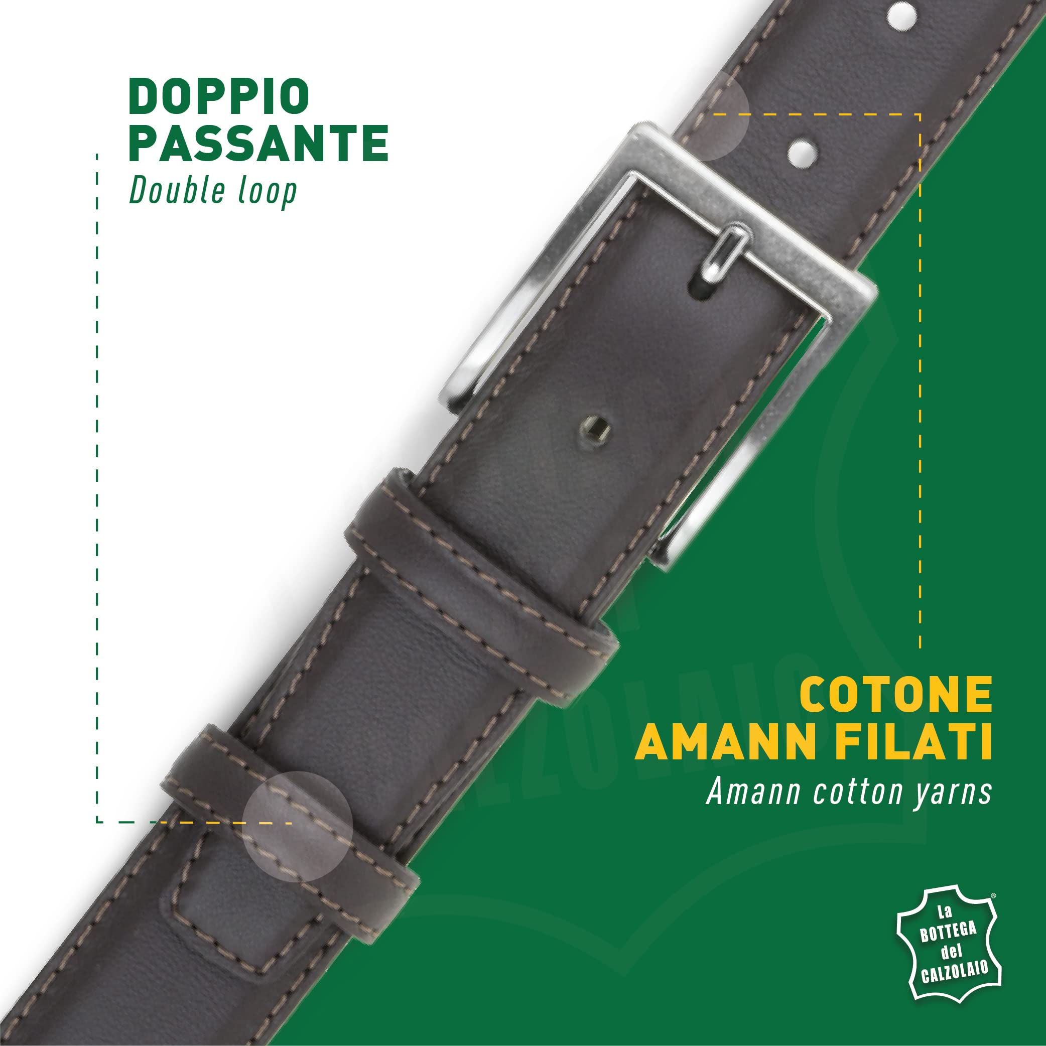 La Bottega del Calzolaio Herrengürtel aus klassischem Leder, elegant, handgefertigt und made in Italy