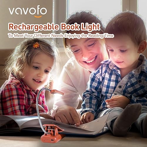 Miniatura 66 de VAVOFO Luz de lectura recargable con clip, 7 LED con 3 temperaturas de color, 9 niveles de brillo, luces de libro para leer en la cama con indicador