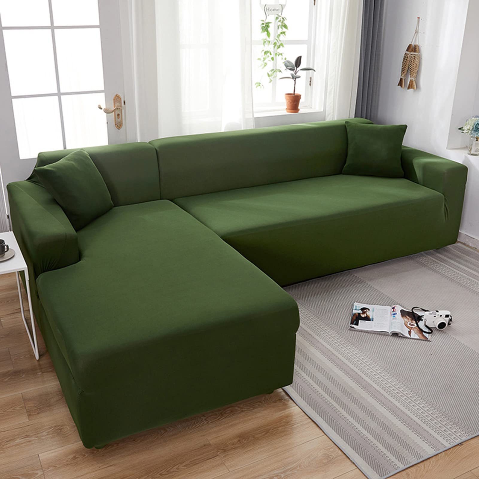 Housse pour canapé sectionnel protection meubles lavable angle 3 places uni