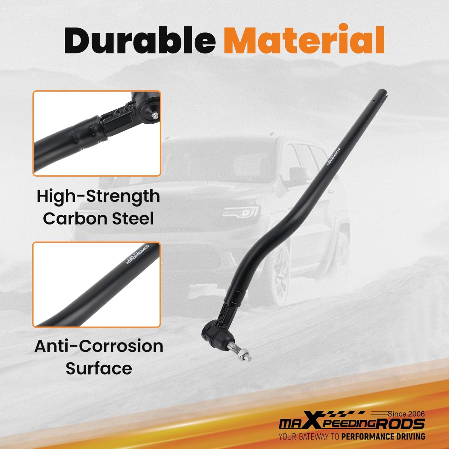 maXpeedingrods Adjustable 3.5-6" High-Steer Drag Link for Jeep Gladiator JT Jeep Wrangler JL 4WD 2018-2023