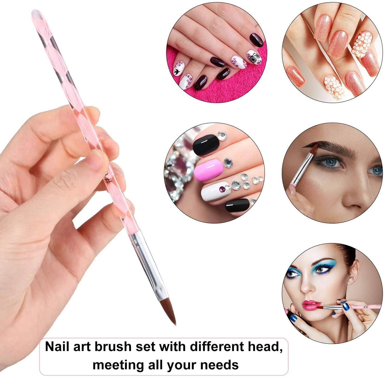 Nail Art 5 PCs Acrylic Brush Pens By Royalkart With 5 Pcs Nail Art Dotting Marbleizing Tool Pen for Professional Nail Salon, Nail artists. 2